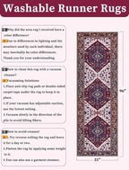 SERISSA Runner Rug for Hallways, 2'6"x8' Washable Non Slip Kitchen Runner Rug, Long Boho Rug Vintage Burgundy Navy Hallway Stair Ultra Soft Print Floor Carpet for Bedroom Bathroom Laundry Room
