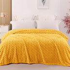 Exclusivo Mezcla Fleece King Blanket for Bed, Extra Large Fuzzy Mustard Yellow Bed Blankets, Soft Cozy Plush Sofa Throws for All Seasons, 90x104 Inches