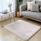 OLANLY 3x3 Machine Washable Small Bedside Rug, Soft Fluffy Shaggy Entryway Throw Rugs for Bedroom, Living Room, Indoor Floor Carpet for Kids Girls and Boys, Nursery Rooms, Home Decor Aesthetic, White