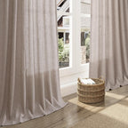 Nanspring Brownish Grey Linen Curtains for Living Room 86 Inches Long Back Tab Light Filtering Semi Sheer Curtain Modern Farmhouse Decor for Bedroom Office Luxury Textured Drapes 52x86, 2 Panels