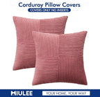 MIULEE Cranberry Red Decorative Throw Pillow Covers 18x18 Inch for Couch Bed Sofa Pack of 2 Boho Farmhouse Throw Pillows Soft Cross Corduroy Patchwork Textured Cushion Cases