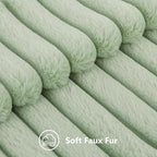decorUhome Fall Faux Fur Throw Pillow Covers 12x20 Set of 2 Sage Green