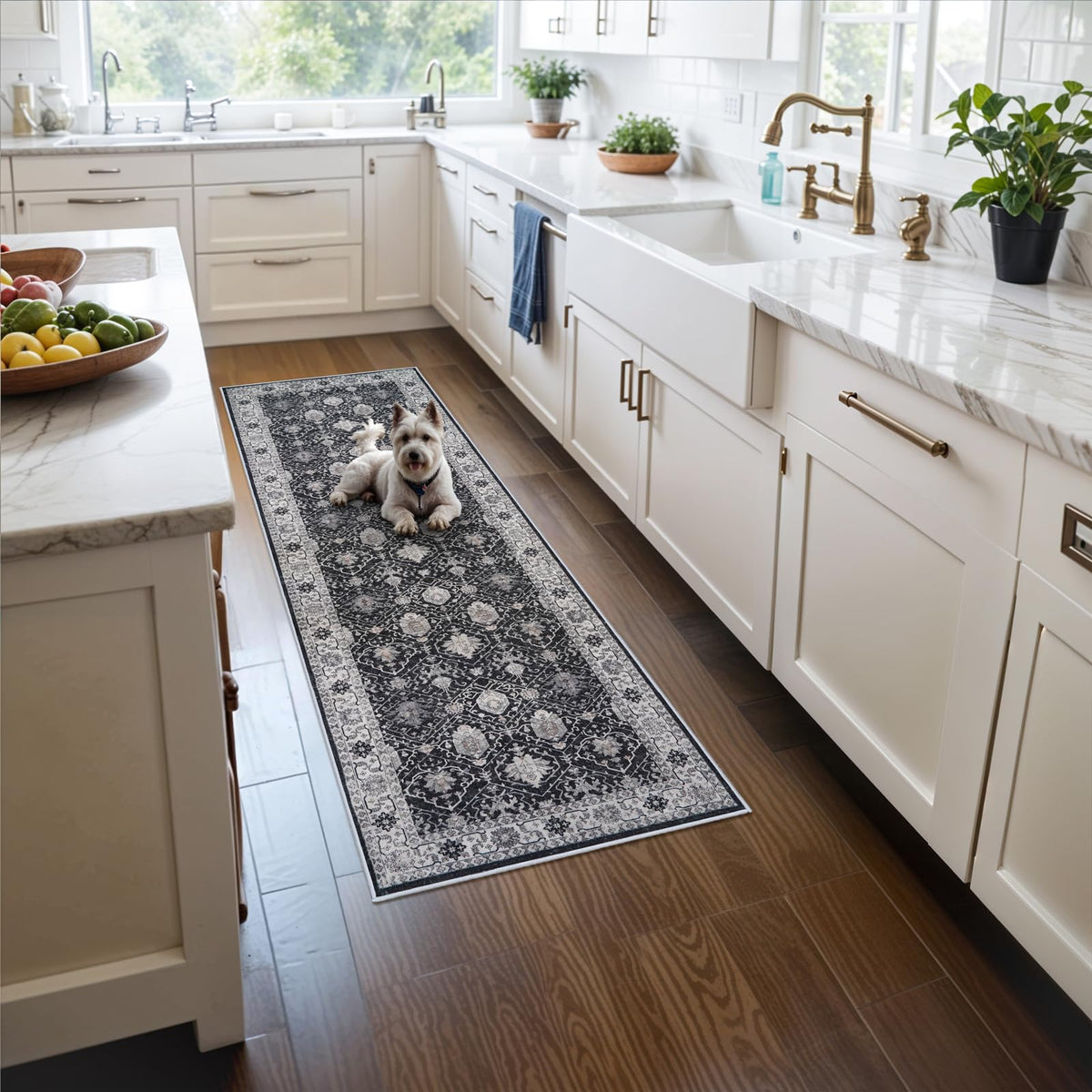 2x5 Washable Hallway Runner Rug: Indoor Farmhouse Non-Slip Entry Kitchen Rugs Oriental Thin Light Weight Carpet for Living Room Bedroom Soft Water Resisitant Floor Mat for Bathroom Laudry(2X5,Brick)