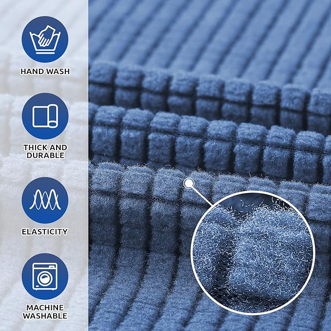 KEKUOU Stretch Oversized Sofa Slipcover 1 Piece Couch Sofa Cover (94"-110") Furniture Protector 4 Seater Sofa with Elastic Bottom for Kids,Pet.Jacquard Checked Pattern Fabric(X Large,Riverside)
