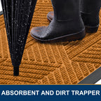 Smiry Front Door Mat Outside Entrance, Low Profile Rubber Doormat, 35x23