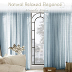 Dusty Blue Linen Curtains for Living Room Back Tab Light Filtering Semi Sheer Light Blue Bedroom Curtains Linen Cotton Textured Grey Blue Drapery Panel Airy Modern Farmhouse Aesthetic Decor 52x96 Long