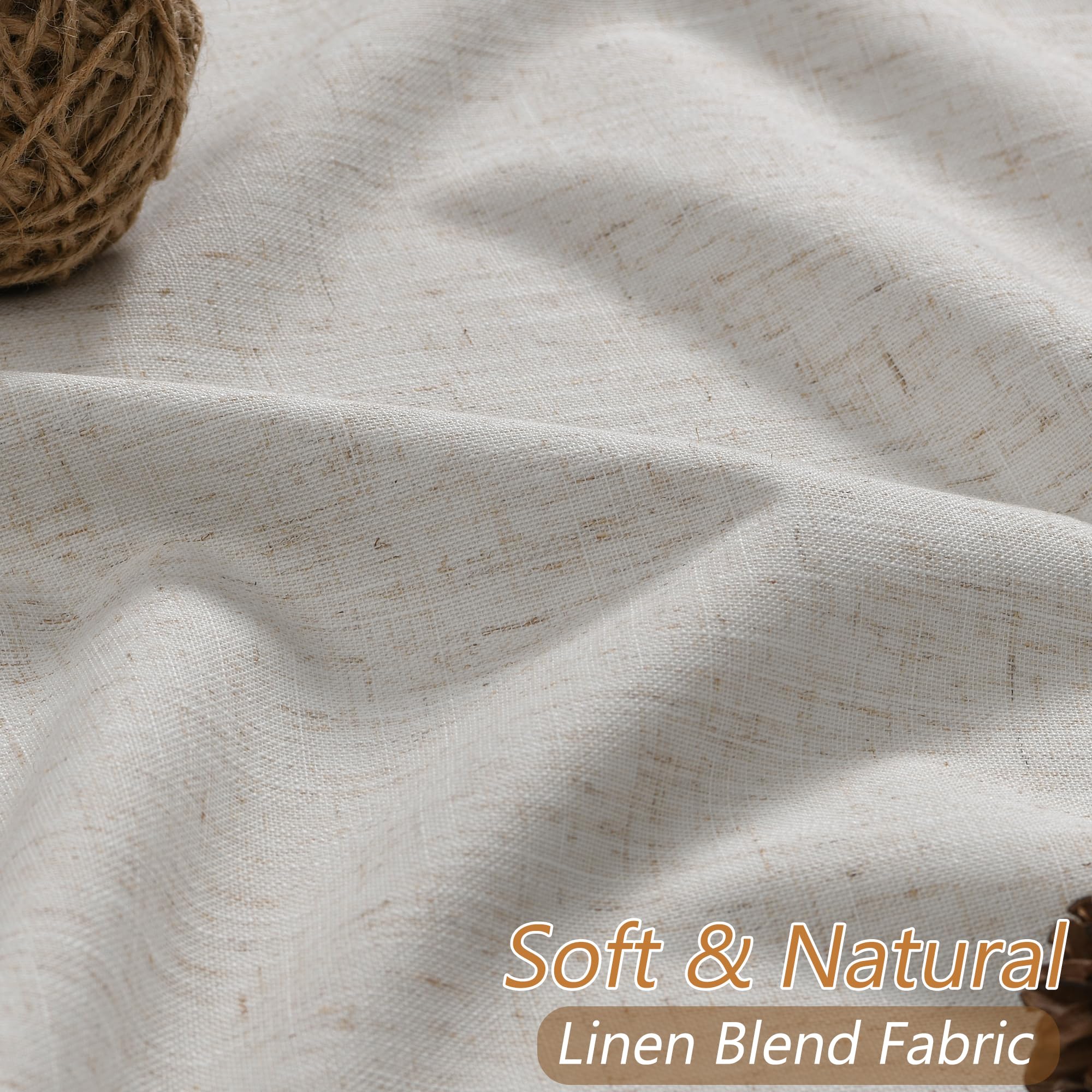 Guken Light Beige 100% Blackout Curtains 84 Inch Long 2 Panels Set for Living Room Bedroom Back Tab Room Darkening Winter Thermal Insulated Neutral Linen Drapes Window Curtain, 52x84