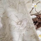 jinchan Linen Floral Curtains for Living Room 84 Inch Length Taupe Flower Curtain Rod Pocket Back Tab Farmhouse Curtains with Printed Floral Bedroom Window Curtain Set, 2 Panels Taupe