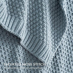 EVERGRACEHOME Chunky Chenille Knit Throw Blanket for Couch, Soft Luxurious Moss Stitch Blankets for Bed, Cozy Decorative Farmhouse Knitted Throws for Sofa, Chambray Blue, 60" x 80"