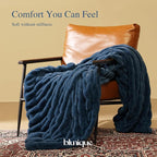 Ultra Soft Cozy Faux Fur Throw Blanket, Fuzzy Plush Thick Bubble Blanket, Oversize Luxury Fluffy Blanket for Couch, Sofa, Bedroom, and Living Room,50x60 Inches,Double Sided Blue