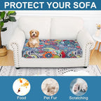 Smiry Printed Couch Cushion Covers, Stretch Soft Couch Covers for Sofa, Washable Non-Slip Sofa Slipcover Furniture Protector for Indoor and Outdoor (Medium, Blue Green)
