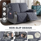 TAOCOCO 100% Waterproof Recliner Loveseat Covers 2 Seater, Split Loveseat Covers for Reclining loveseat, Non Slip Reclining Couch Cover with Double Straps for Kids, Pets(2 Seater, Dark Grey)