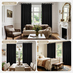 Joydeco Christmas Blackout Curtains for Living Room, Black Curtains 90 Inch Long 2 Panels Set, Room Darkening Grommet Drapes for Bedroom Window (Black, W52 x L90 Inch)