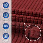 KEKUOU Stretch Single Sofa Slipcover 1 Piece Couch Sofa Cover (31"-55") Furniture Protector 1 Seater Sofa with Elastic Bottom for Kids,Pet.Jacquard Small Checked Pattern Fabric(Small,Dark Red)