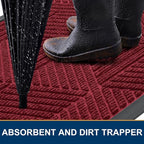 Smiry Front Door Mat Outside Entrance, Low Profile Rubber Doormat, 71x23