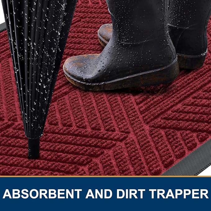 Smiry Front Door Mat Outside Entrance, Low Profile Rubber Doormat, 71x23