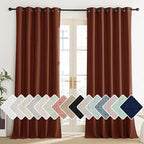 NICETOWN 100% Absolutely Blackout Linen Curtains with Thermal Insulated Liner, 62" Wide, 2 Panels, 84" Long Drapes, Grommet Retro Burnt Orange Linen Curtains Vertical Drapes Privacy for Bedroom