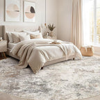 UERMEI 10ft Round Area Rug Living Room Rugs - 10x10 Washable Large Neutral Modern Abstract Soft Thin Rug Indoor Floor No Slip Rug Carpet for Bedroom Under Dining Table Home Office Decor - Brown Grey