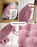 blunique Ultra Soft Cozy Faux Fur Throw Blanket, Fuzzy Plush Thick Bubble Blanket, Oversize Luxury Fluffy Blanket for Couch, Sofa, Bedroom, and Living Room,50x60 Inches,Pink