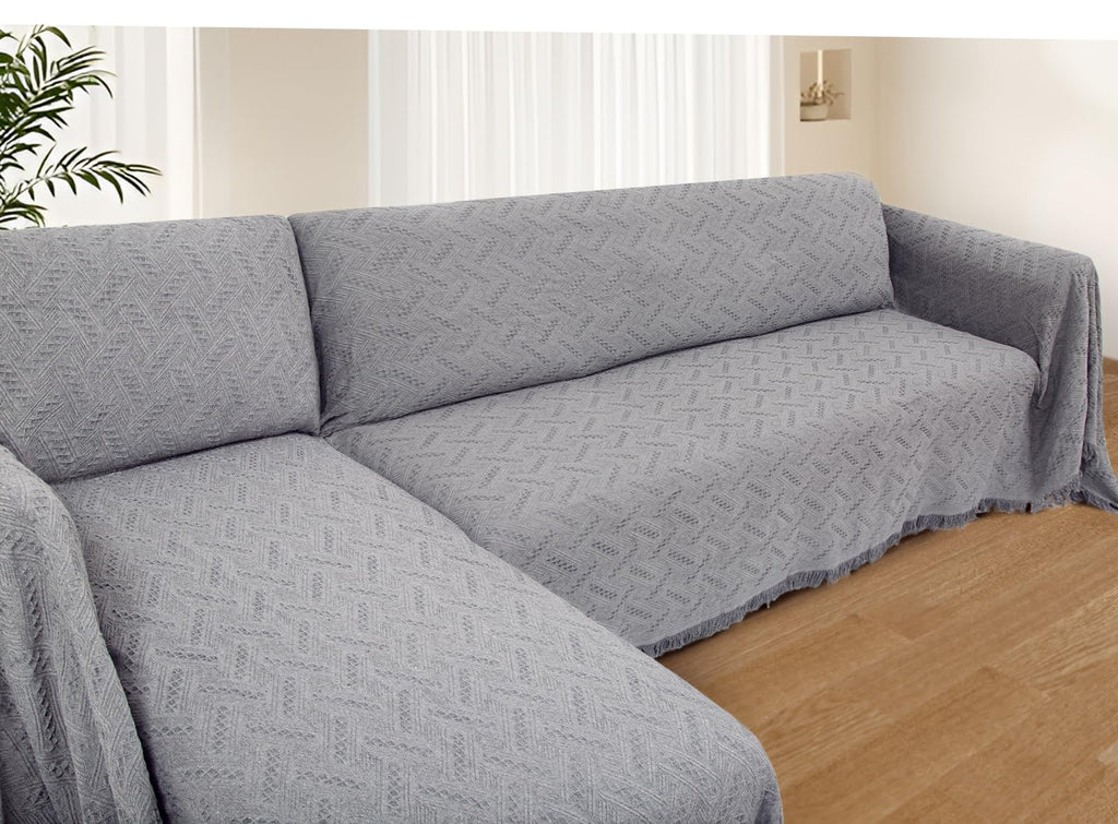 HOMERILLA 2 Piece Sectional Couch Cover for L Shape Sofa Light Grey XXXL