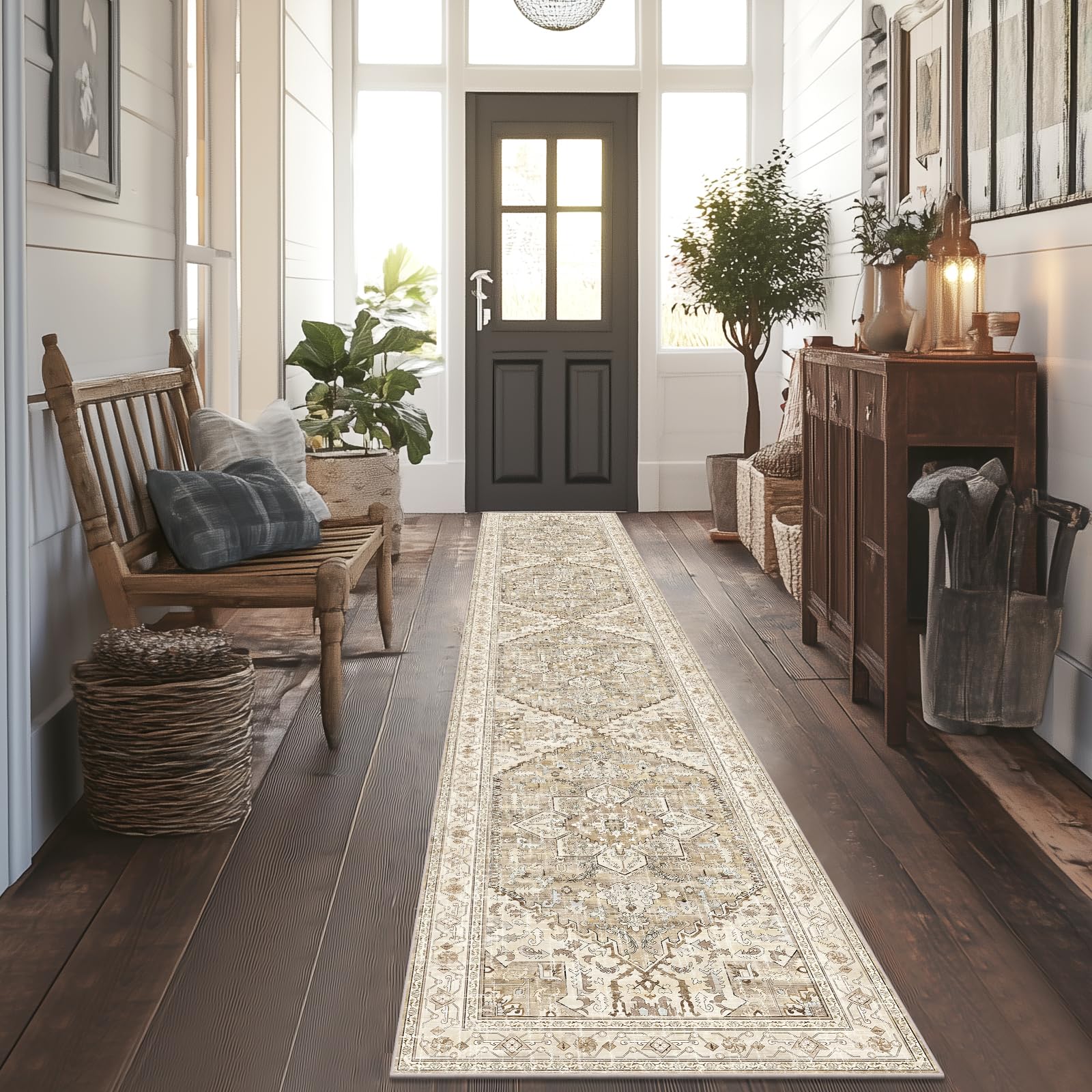 Yamaziot Washable Runner Rug, 2x12 Non-Slip Boho Hallway Kitchen Rug