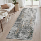 AMOAMI 2 x 8 Hallway Runner Rug Non Slip Super Soft Long Runner Rugs Machine Washable Low Pile Modern Abstract Runners for Hallways for Bedroom Laundry Room Kitchen, Grey