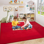 Amearea Modern Area Rugs for Bedroom Living Room, 4x6 Feet Red Thickened Memory Foam Rug, Fluffy Indoor Washable Rugs Non Slip Minimalist Carpet for Kids Boys Girls Dorm Nursery Room Decor