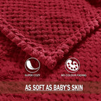 Exclusivo Mezcla Fleece Bed Blanket Twin Size, Super Soft and Warm Blankets for Couch, Sofa and Bed Waffle Textured, Cozy, Fuzzy and Lightweight (Deep Red, 90x66 Inches)