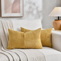 Fancy Homi 2 Packs Mustard Yellow Lumbar Decorative Throw Pillow Covers 20x28 Inch for Living Room Couch Bed, Rustic Farmhouse Boho Home Decor, Soft Striped Corduroy Rectangle Accent Cushion Case