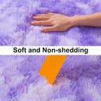 Soft Runner Rugs for Bedroom Hallways, 2x6 Tie-Dyed Purple Fluffy Shag Throw Area Rug Non Slip for Bedside Dorm, Long Shaggy Furry Carpet for Nursery Living Room