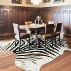 AROGAN Western Faux Fur Zebra Rug, 8 x 10 Feet Premium Animal Skin Print Rug, Sturdy Faux Zebra Hide Rugs for Wall Decor, Western Floor Carpet for Bedroom Living Room, Black