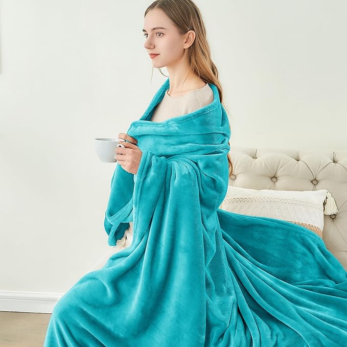 BEDELITE Fleece Blanket Soft Plush King Size Bed Blanket Peacock 108"x90"