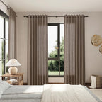 Light Brown Linen Curtains 96 Inches Long for Living Room Back Tab Vintage Rustic Farmhouse Light Filtering Curtain Burlap Textured Linen Drapes 96 Inch Length for Dinning Room Bedroom 52x96 8 FT