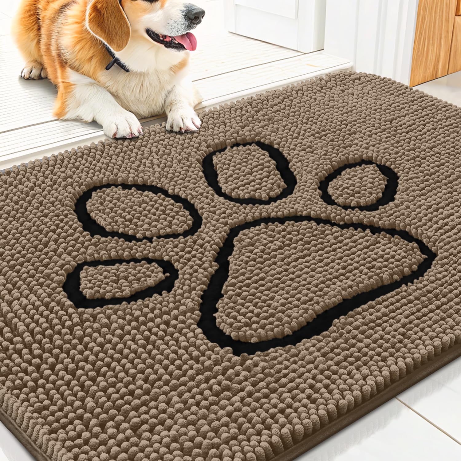 Smiry Dog Door Mat for Muddy Paws, Absorbent Non Slip Dirt Trapper, 30x20