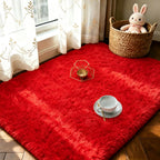 LOCHAS 2x3 Area Rugs Fluffy Living Room Carpets for Kids Bedroom, Red