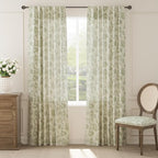 jinchan Linen Floral Curtains for Living Room with Printed Flower 84 Inches Long Light Filtering French Country Back Tab Rod Pocket Sage Green Window Curtain Set Farmhouse Drapes 2 Panels