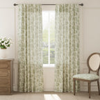 jinchan Linen Floral Curtains for Living Room with Printed Flower 90 Inches Long Light Filtering French Country Back Tab Rod Pocket Sage Green Window Curtain Set Farmhouse Drapes 2 Panels