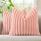 decorUhome Fall Faux Fur Throw Pillow Covers 20x20 Set of 2 Blush Pink