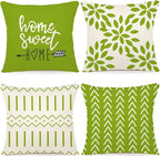 YCOLL Pillow Covers 16x16 Set of 4, Modern Sofa Throw Pillow Cover, Decorative Outdoor Linen Fabric Pillow Case for Couch Bed Car, Sage Green