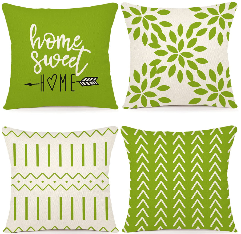 YCOLL Pillow Covers 20x20 Set of 4, Modern Sofa Throw Pillow Cover, Decorative Outdoor Linen Fabric Pillow Case for Couch Bed Car, Sage Green