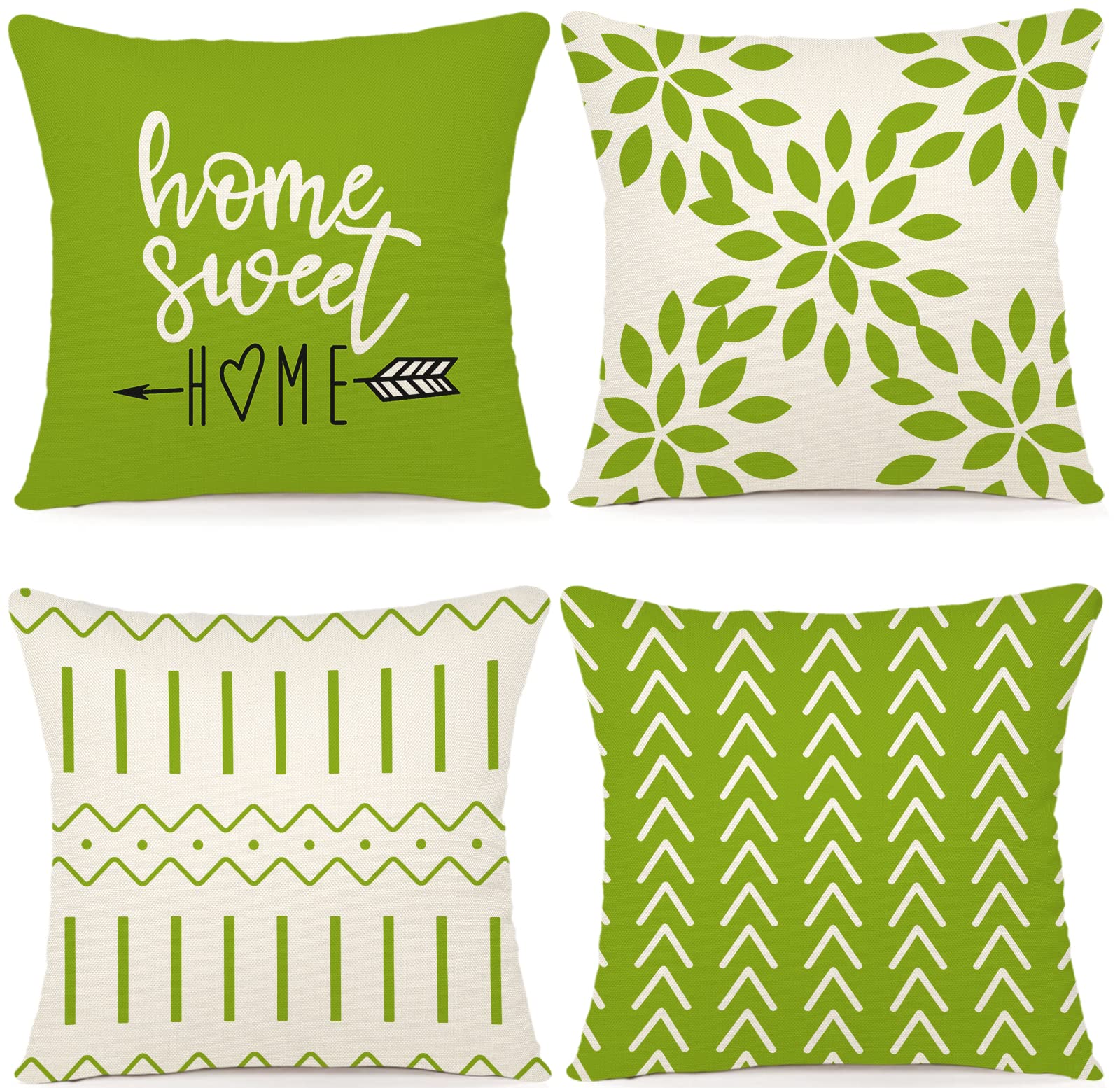 YCOLL Pillow Covers 20x20 Set of 4, Modern Sofa Throw Pillow Cover, Decorative Outdoor Linen Fabric Pillow Case for Couch Bed Car, Sage Green