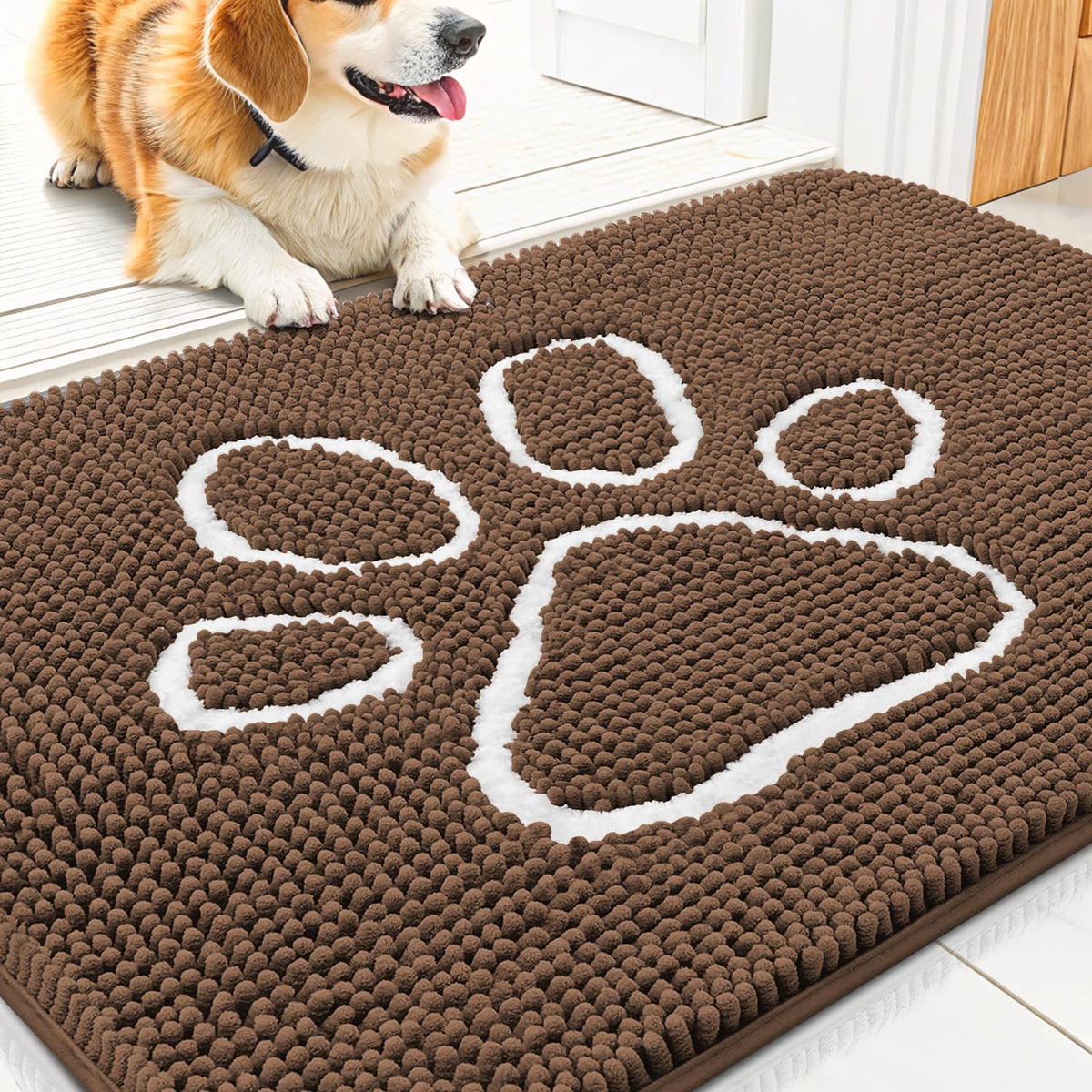 Smiry Dog Door Mat for Muddy Paws, Absorbent Non Slip Dirt Trapper, 30x20
