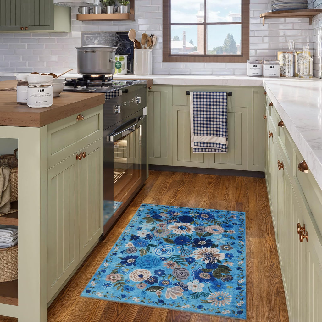 Babovid Floral Washable Rug for Entryway 2x3 Kitchen Mat