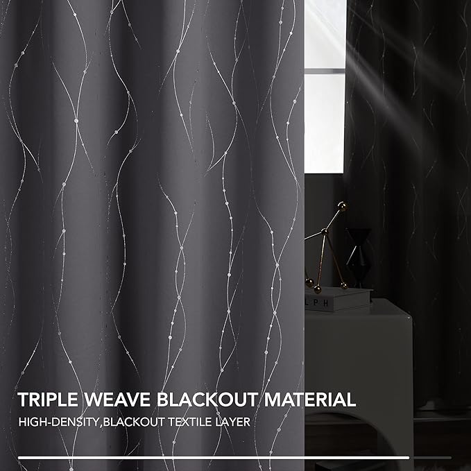 Deconovo Living Room Curtains 84 Inches Long, Blackout Curtains for Bedroom