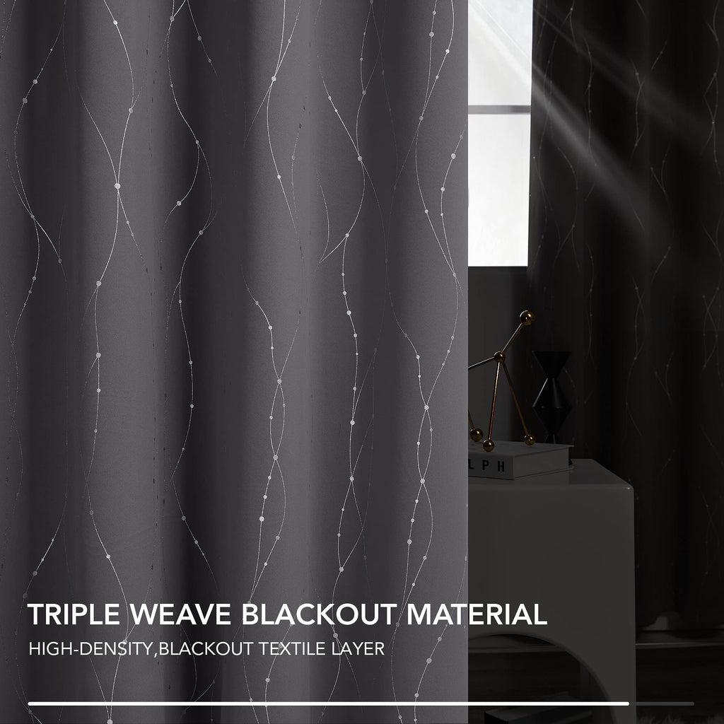 Deconovo Living Room Curtains 63 Inches Long, Blackout Curtains for Bedroom