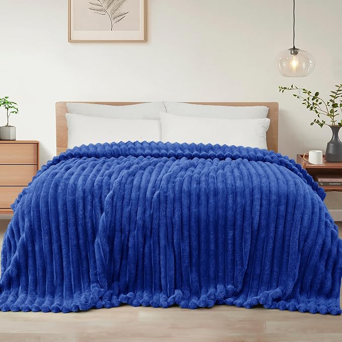 Exclusivo Mezcla Striped Twin Size Fleece Blanket for Bed, Couch, 60"x80"