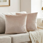 GIGIZAZA 16x16 Beige Pillow Covers: Pack of 2 Champagne Vintage Throw Pillows Super Soft Velvet Covers - Decorative Elegant Square Small Solid Cushion Covers Used for Couch,Living Room,Bedroom