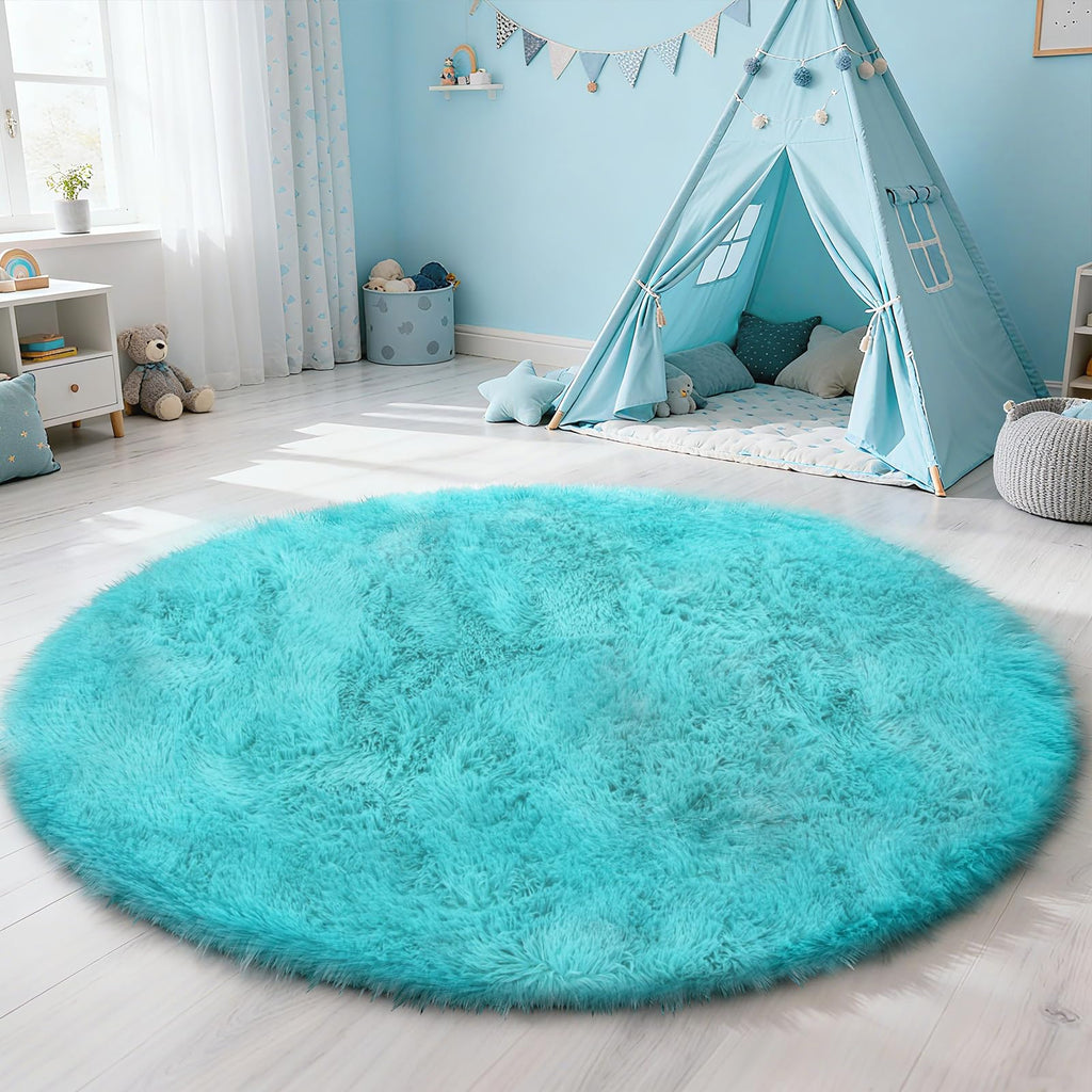 yulidayang Round Area Rug for Bedroom, Fluffy Fuzzy Shaggy Rug 3'X3
