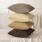 MIULEE Corduroy Decorative Throw Pillow Covers 18x18 Dark Brown Pack of 2