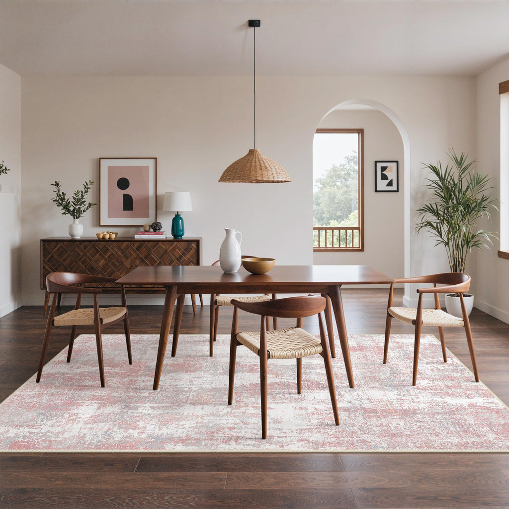 BEIMO Area Rugs 9x12 for Living Room, Pink Grey Washable Abstract Non Slip